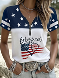 Women'S Independence Day Casual Printed Short Sleeved T-Shirt