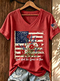 Women'S America Flag Print Printed T-Shirt