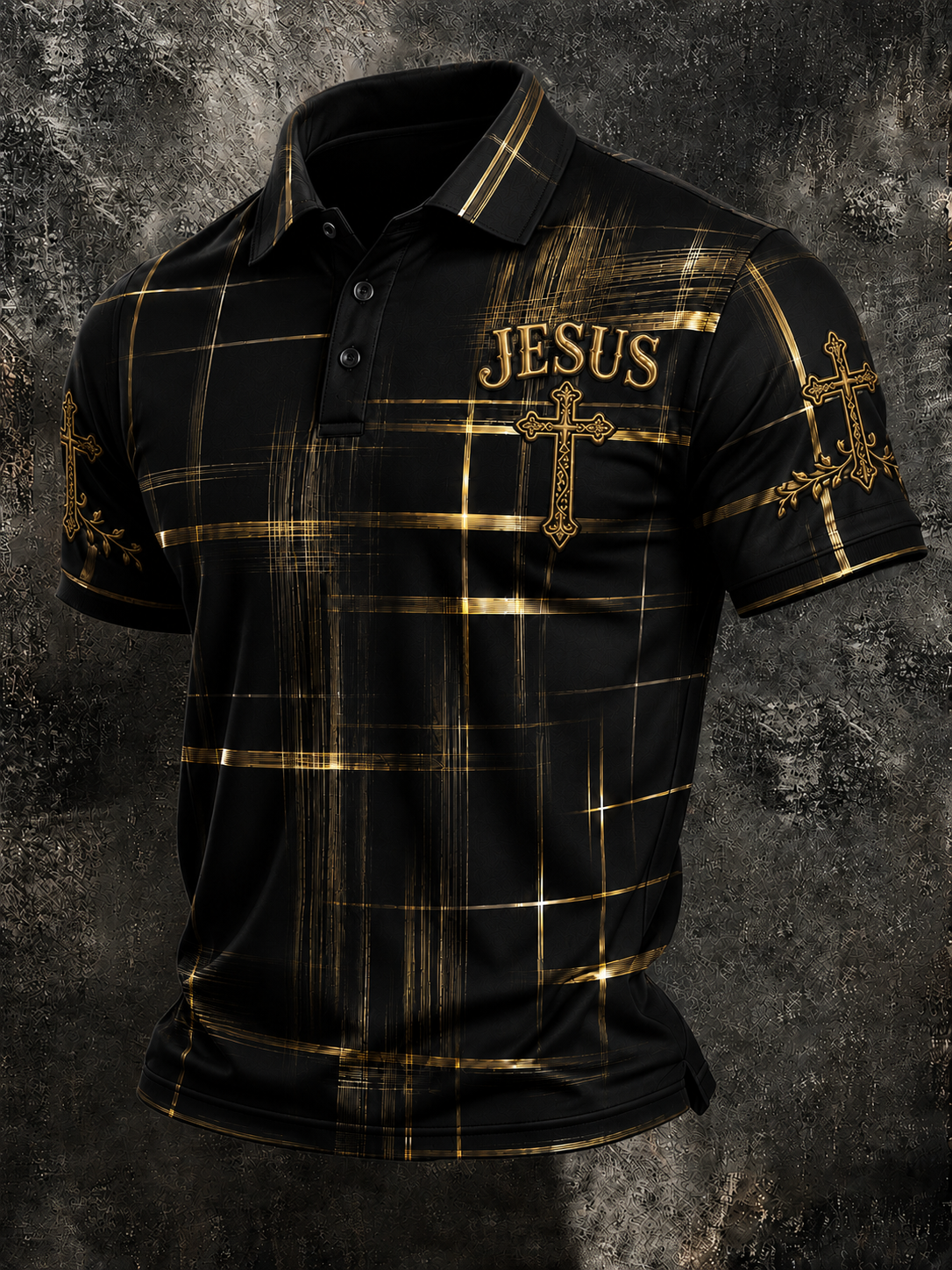 Men'S Retro Faith Printed Lapel Shirt