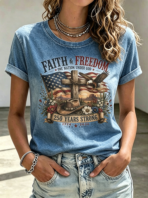250Th Anniversary Commemorative Faith Printed Round Neck Top In The United States