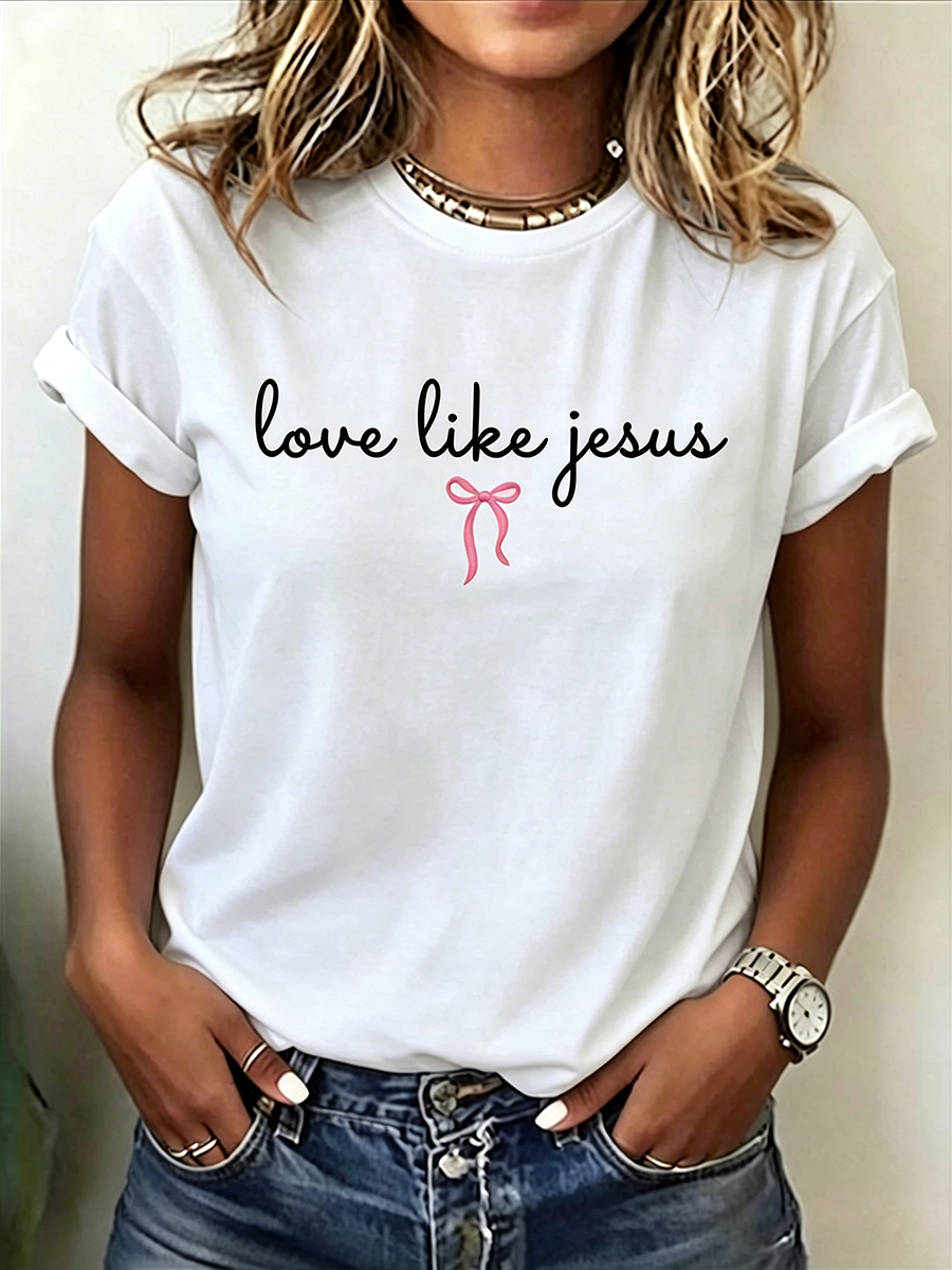 Faith In Jesus Slogan Slogan Commemorative Print Casual T-Shirt