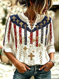 Women's Religious Beliefs Floral Print Cotton Linen Top