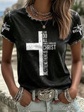 Religious Belief Commemorative Jesus Print Round Neck Shirt