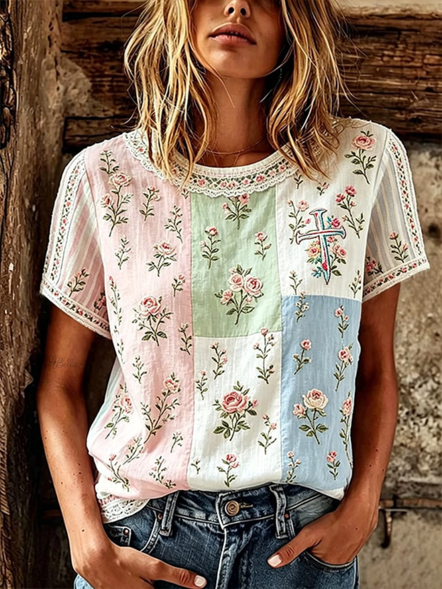 Women's Faith Print Casual T-shirt