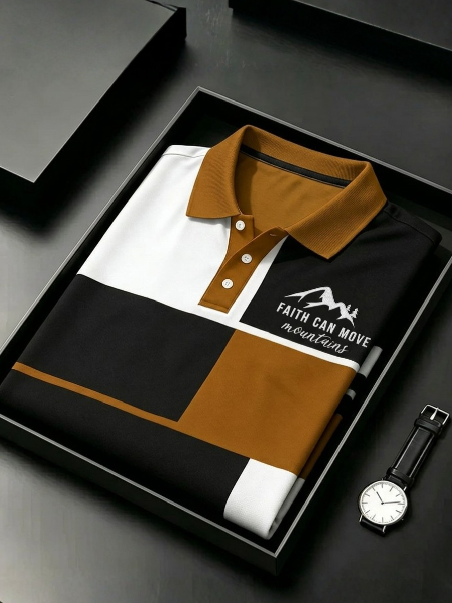 Men's Faith Can Move Mountains Jesus Print Polo Shirt