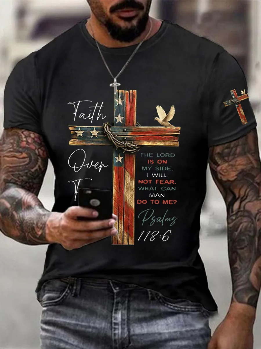 Men'S Casual American Flag Only God Can Judge Me Printed Shirt