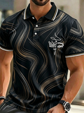 Men's Luxury Gold Line Crown Faith Graphic Polo Shirt