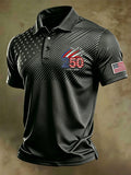 Men's American Flag Short Sleeve Casual Polo Shirt