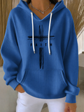 Women'S Casual Faith Printed Hooded Knitted Long Sleeved Sportswear