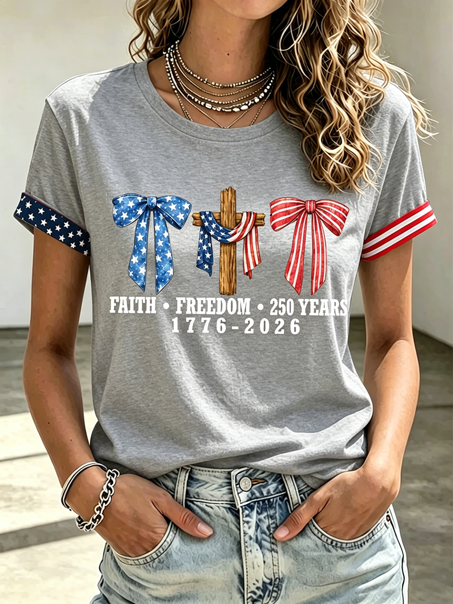 250Th Anniversary Commemorative Faith Printed Round Neck Top In The United States
