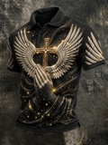Men'S Retro Faith Printed Lapel Shirt