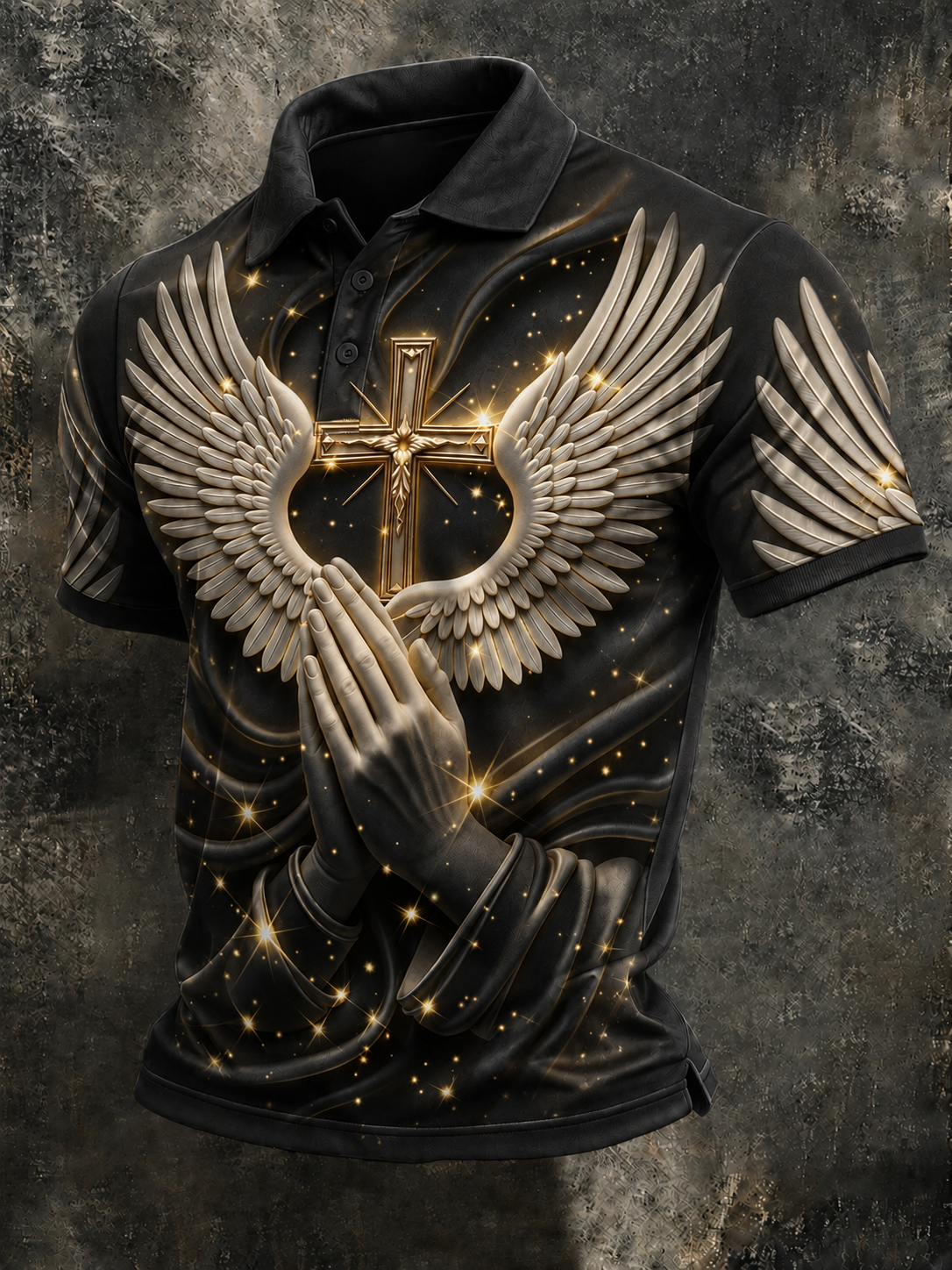 Men'S Retro Faith Printed Lapel Shirt