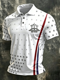 Men'S American Flag Print Casual Polo Shirt