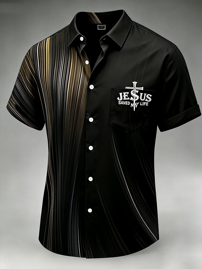 Men's Faith Cross Printed Casual Shirt