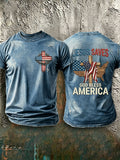 Men's Retro American Flag Cross Pattern Short Sleeve T-shirt