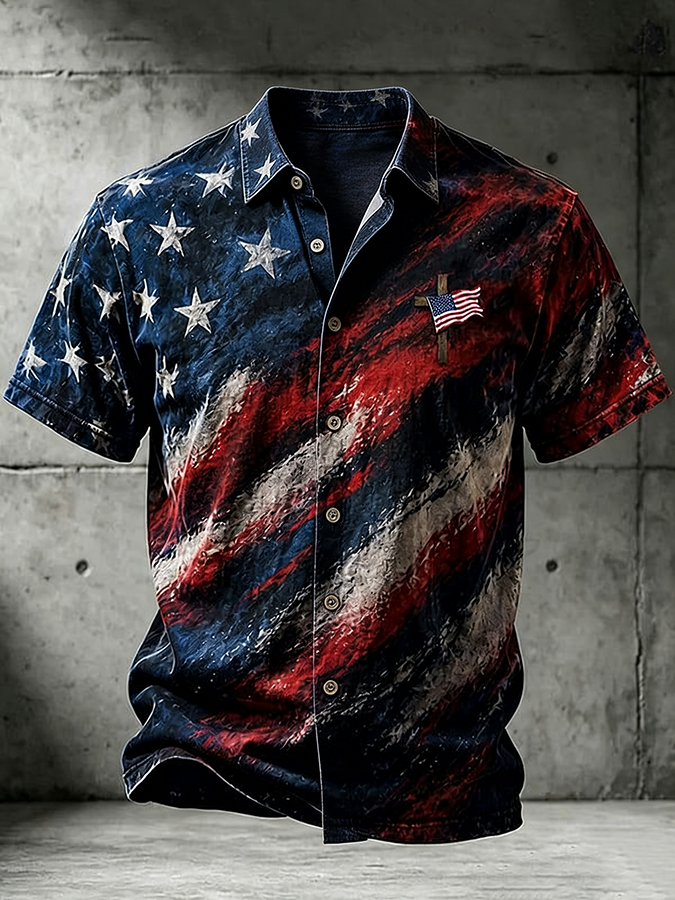 Men's Faith Cross Printed Casual Shirt
