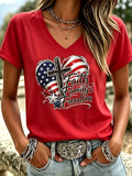 Women'S Patriotic Cross Print Casual T-Shirt