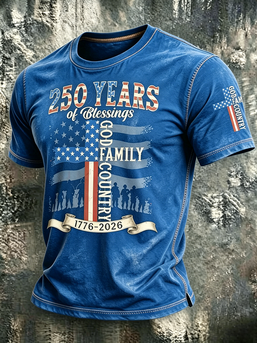 250Th Anniversary Commemorative Faith Printed Round Neck T-Shirt In The United States