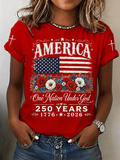 Women'S America Flag Printed Casual T-Shirt