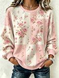 Women'S Casual Plaid Floral Sweatshirt