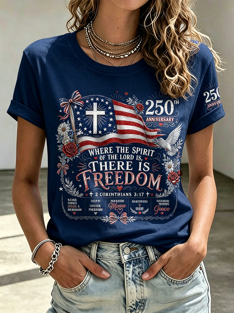 250Th Anniversary Faith Commemorative Printed Round Neck Top In The United States