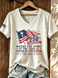 Women's America Flag Faith Casual Printed Short Sleeved T-Shirt