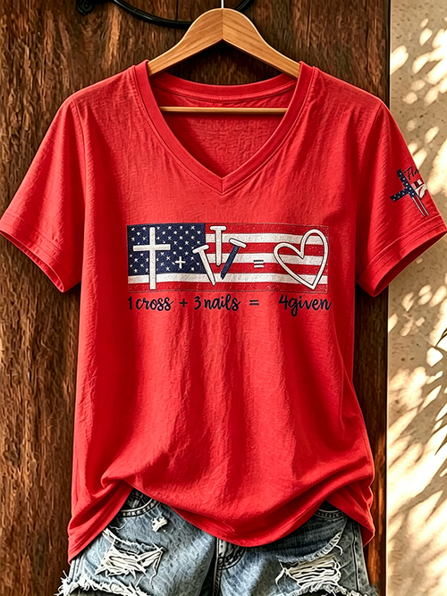 1 Cross+3 Nails=4 GivenV-Neck T-Shirts
