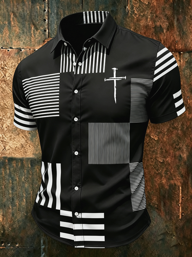 Men's Faith Cross Printed Casual Shirt