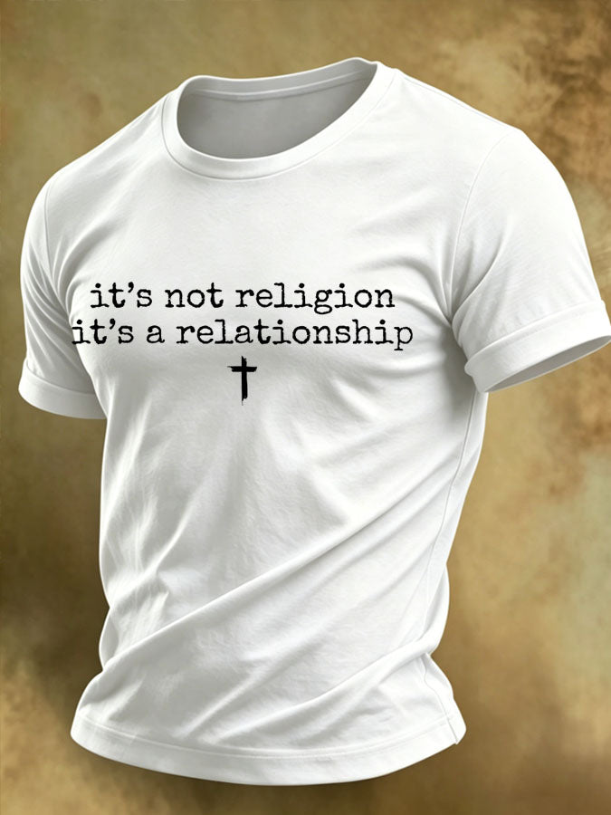 Men's Jesus Cross Printed Casual T-shirt