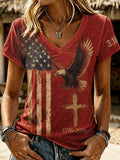Retro Faith & Eagle Print Women's T-Shirt