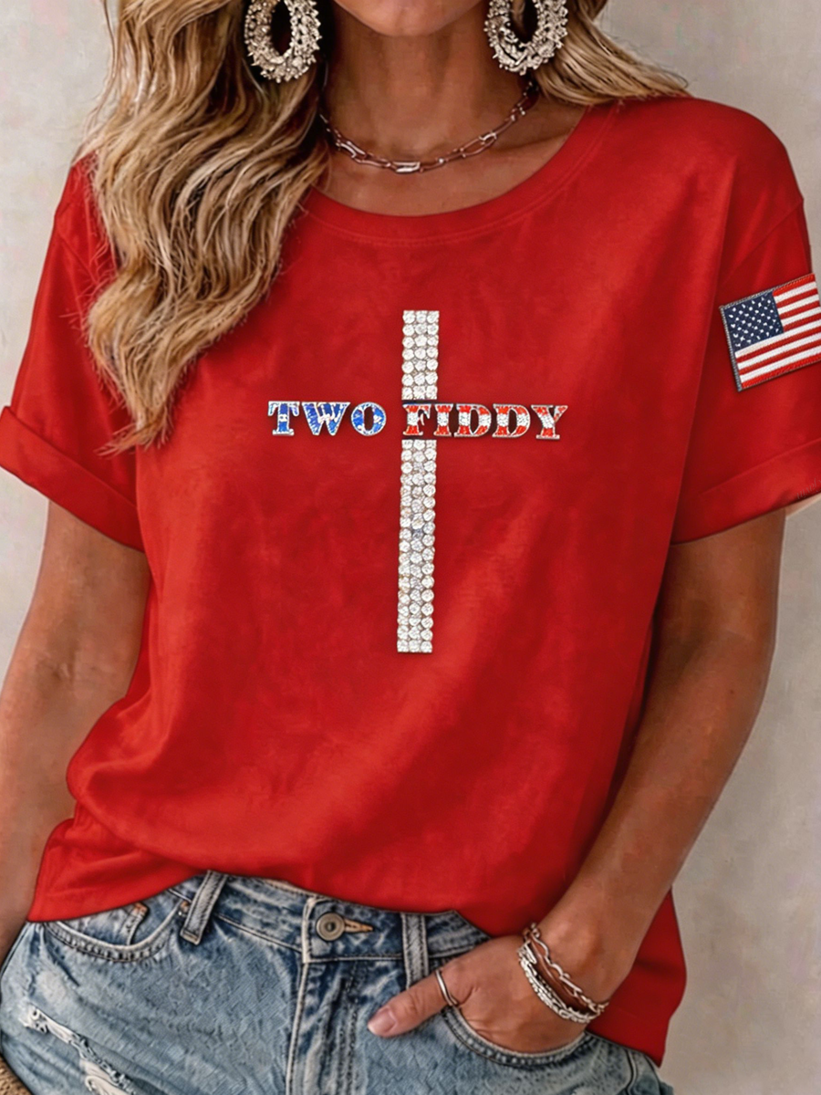 Women'S 250Th America Two Fiddy Print Casual T-Shirt
