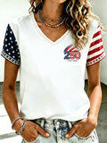 Women's American Flag Embroidered Casual T-shirt