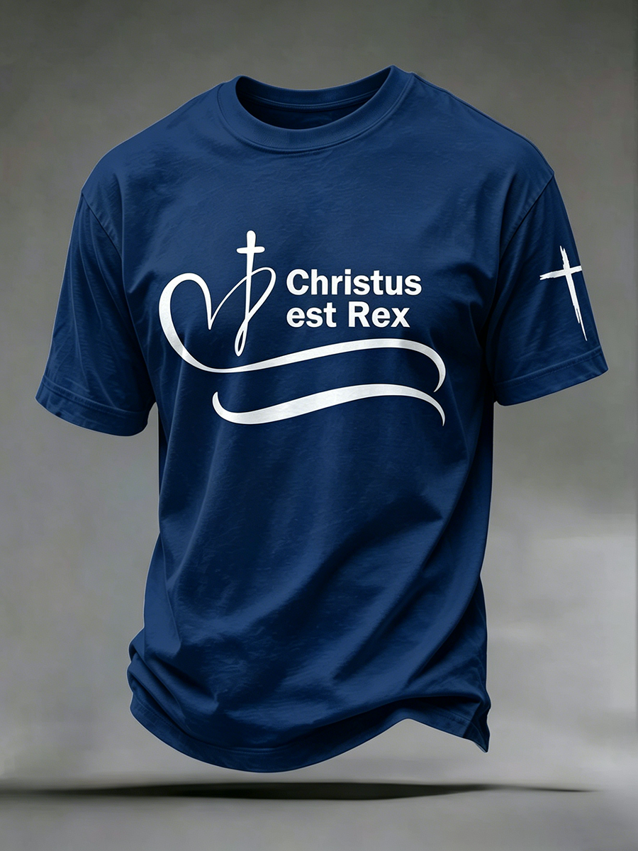 Faith Jesus Cross Embroidered Printed Casual Round Neck T-Shirt