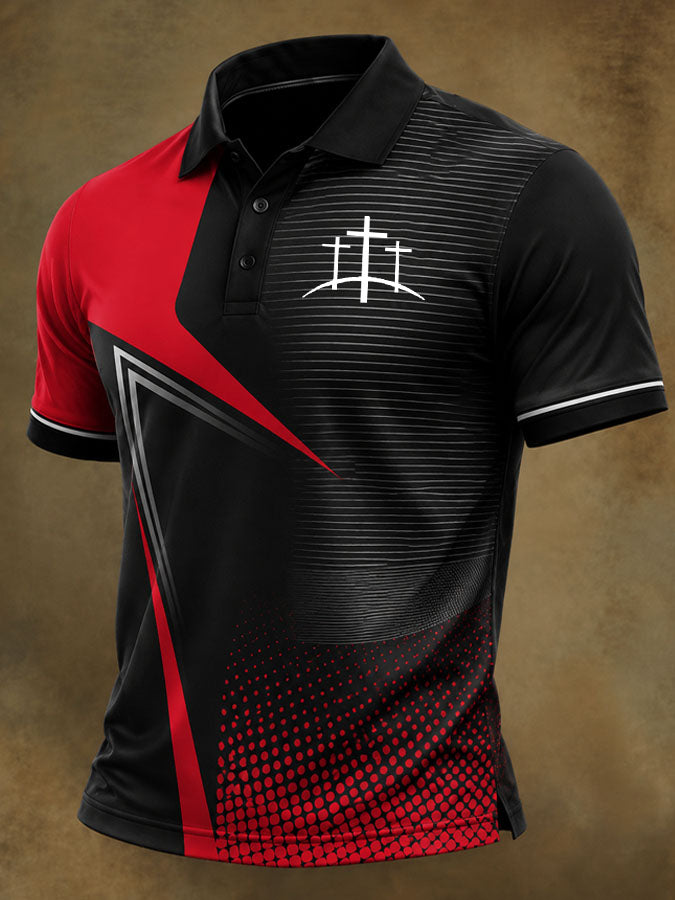 Men's Faith Cross Printed Polo Shirt