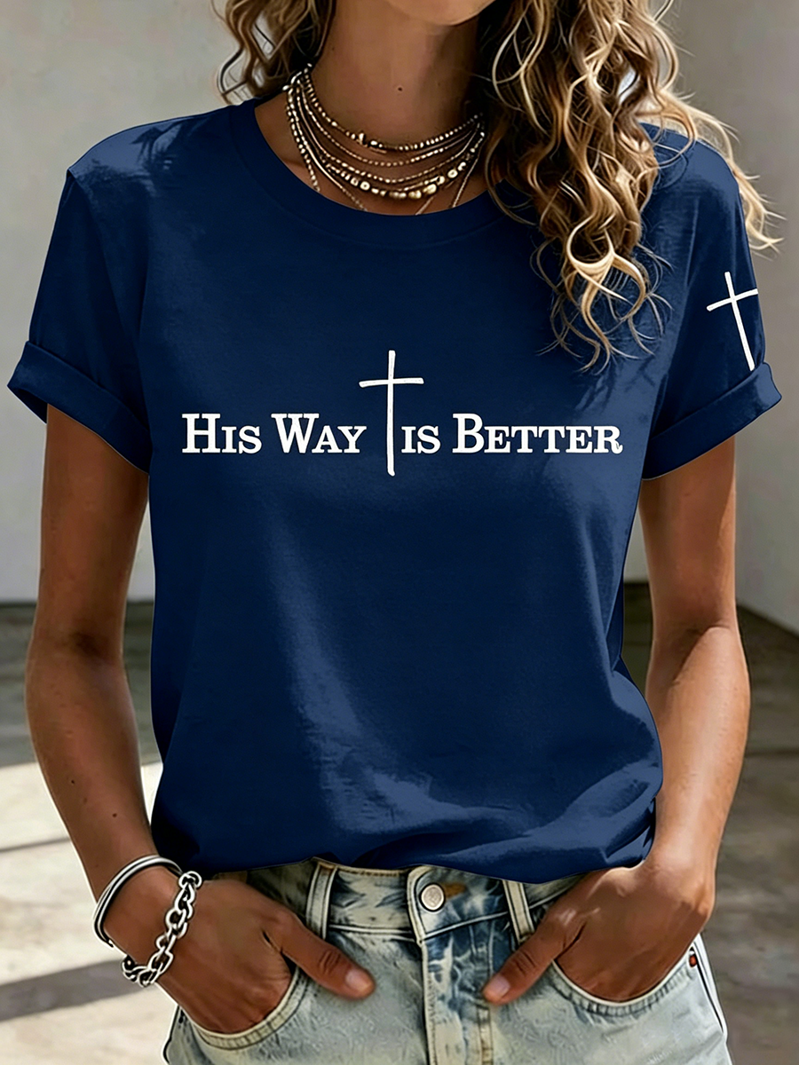 Faith In Jesus Slogan Slogan Commemorative Print Casual T-Shirt