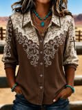 Women'S Western Style Cross Retro Printed Shirt