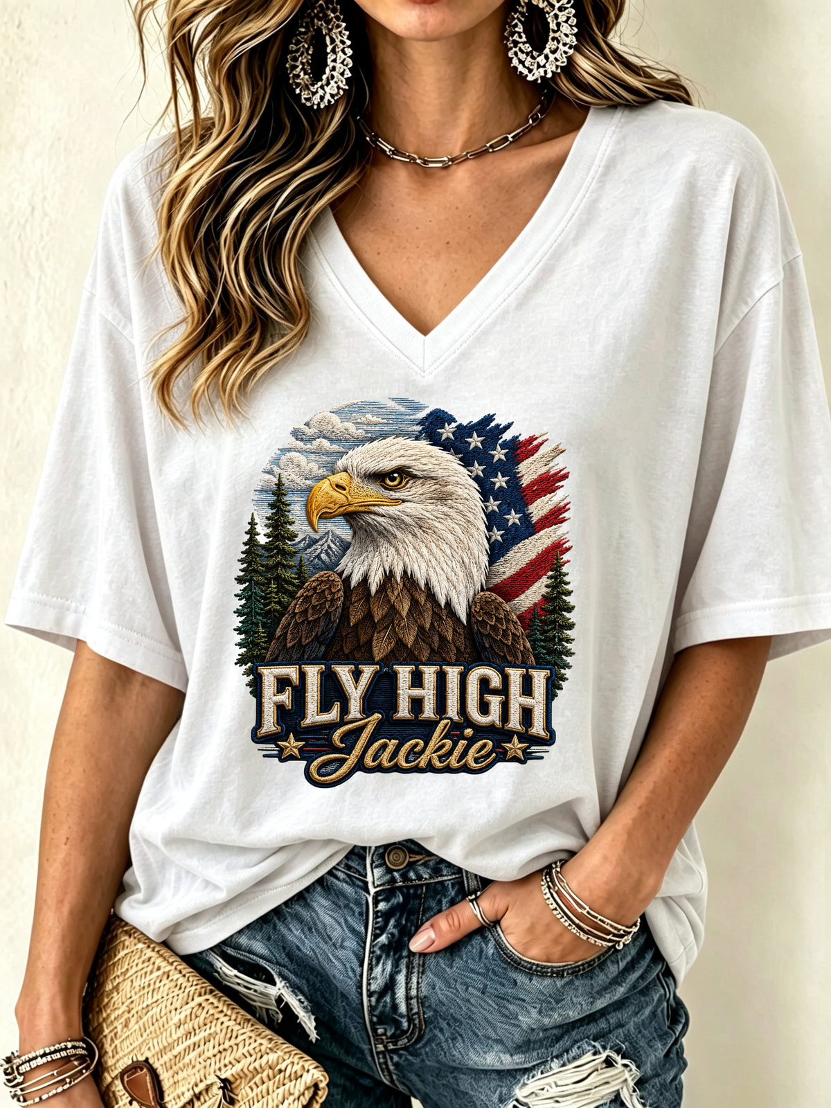 Women'S Eagle Print Short-Sleeve T-Shirt