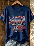 Women'S 250Th Anniversary Cross Commemorative Printed Casual T-Shirt