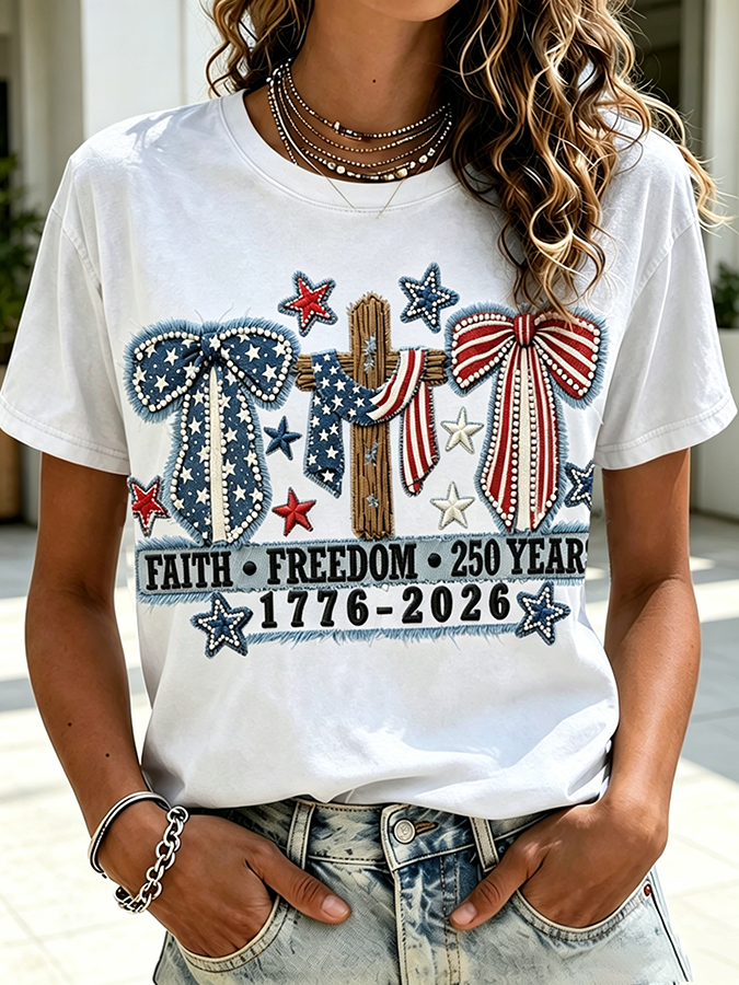 Women'S Casual Patriotic T-Shirt