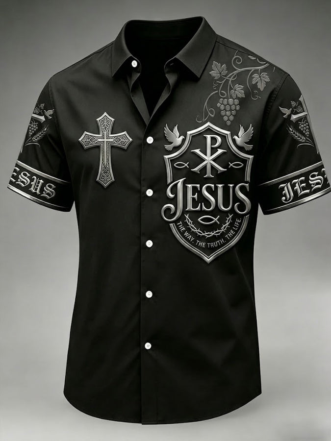 Men's Faith Cross Printed Casual Shirt