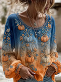 Women'S Floral Printed Casual Cotton And Linen Top