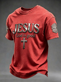 Religious Belief Cross Jesus Print Round Neck T-Shirt