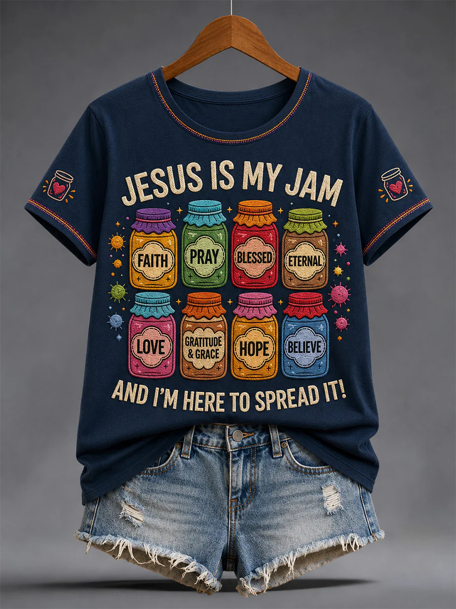 Women'S Casual Faith Print Short-Sleeve T-Shirt