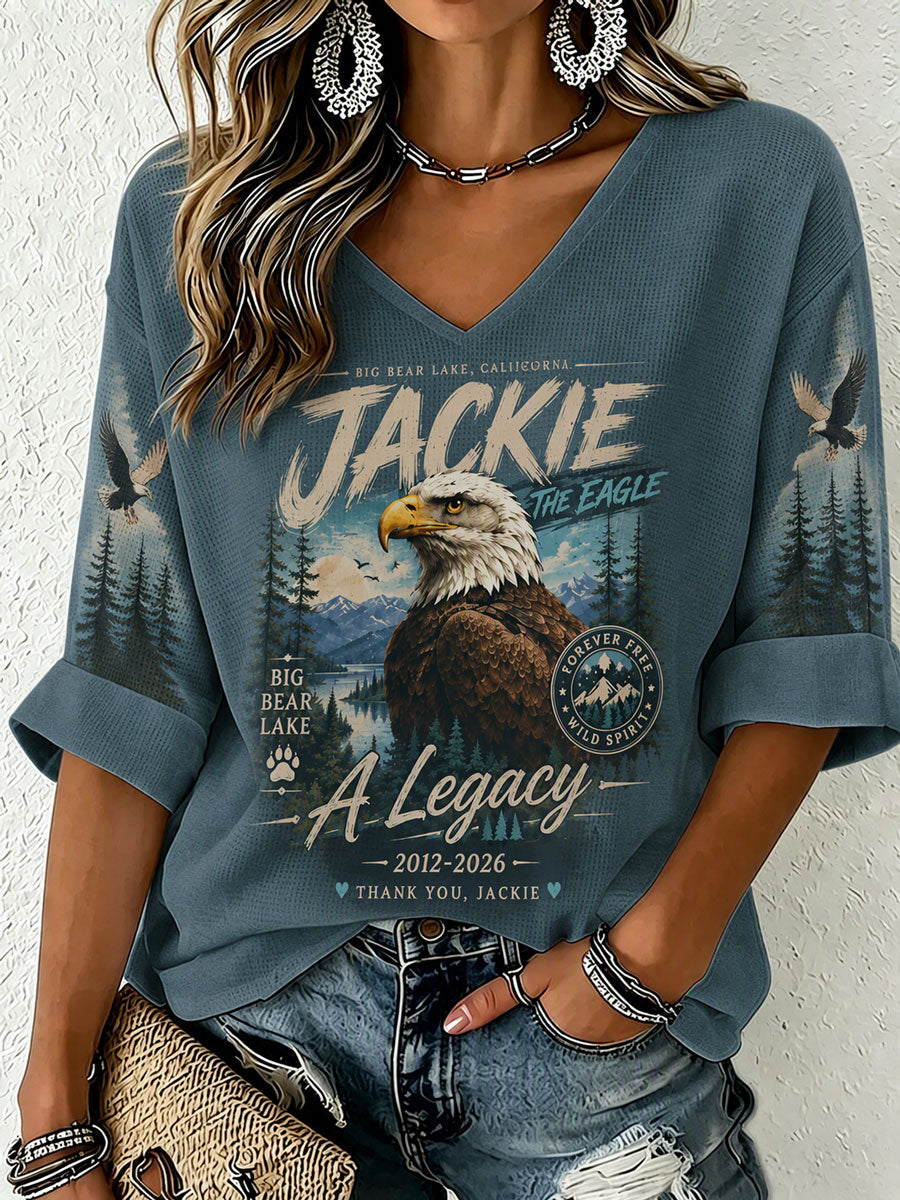 Women's Jackie The Eagle Print V Neck Top