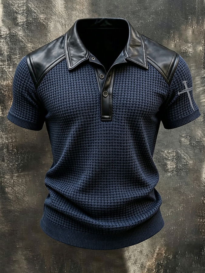 Men'S Retro Cross Waffle Polo Shirt
