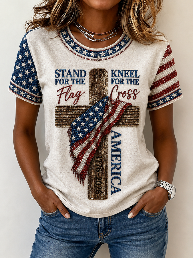 Women'S Casual Patriotic T-Shirt