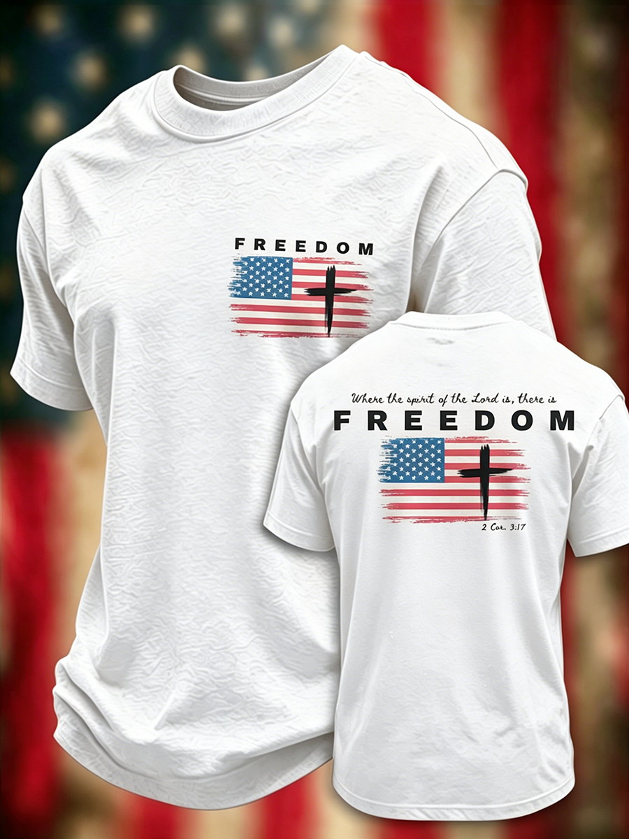 Freedom Faith Printed Round Neck T-Shirt From The United States