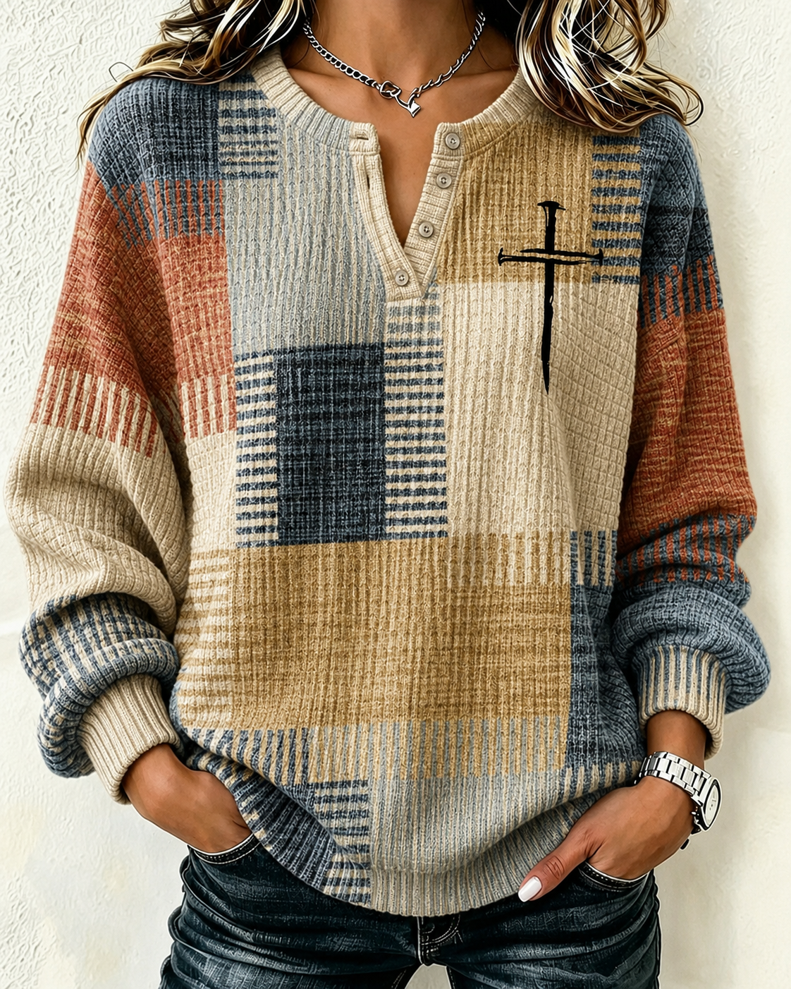 Women's Retro Color Blocked Faith Hoodie