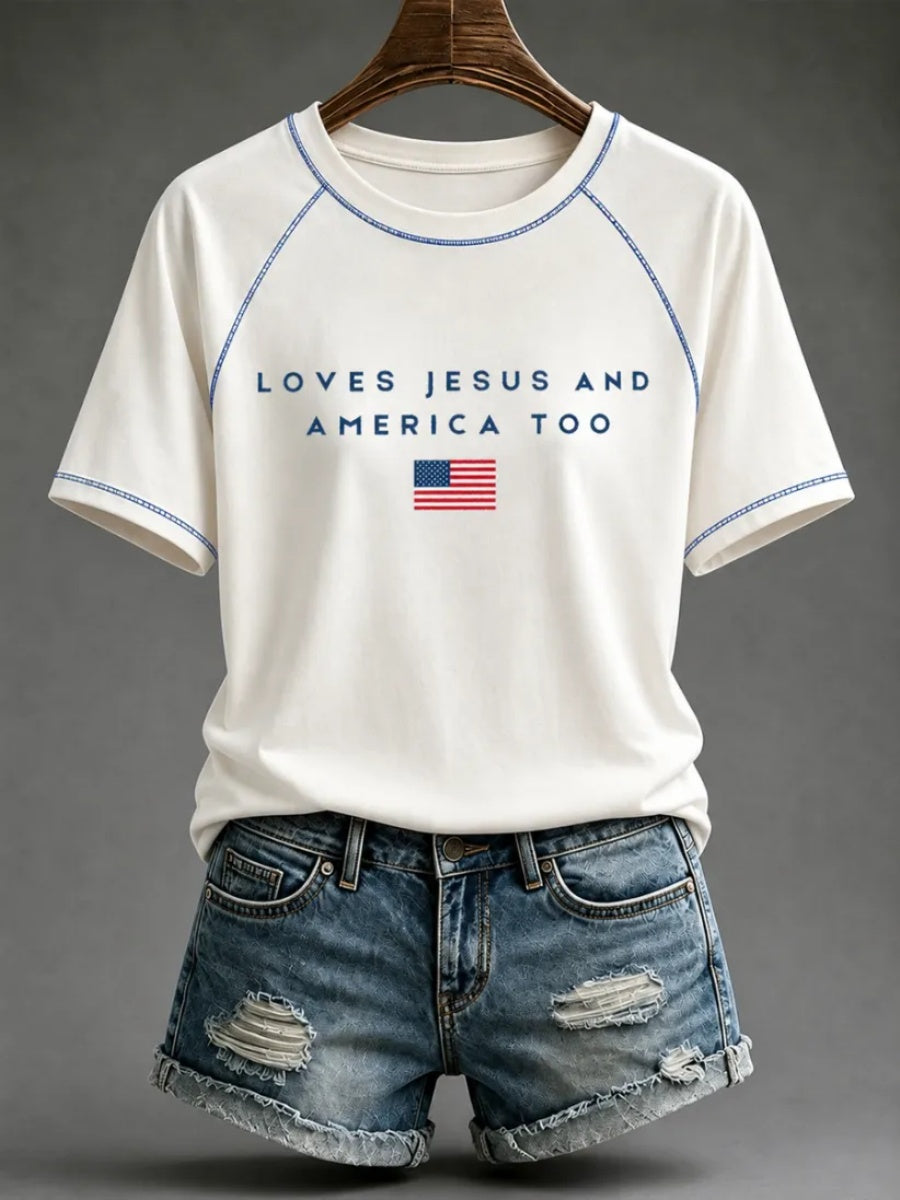 Women's Loves Jesus and America Too T-shirt