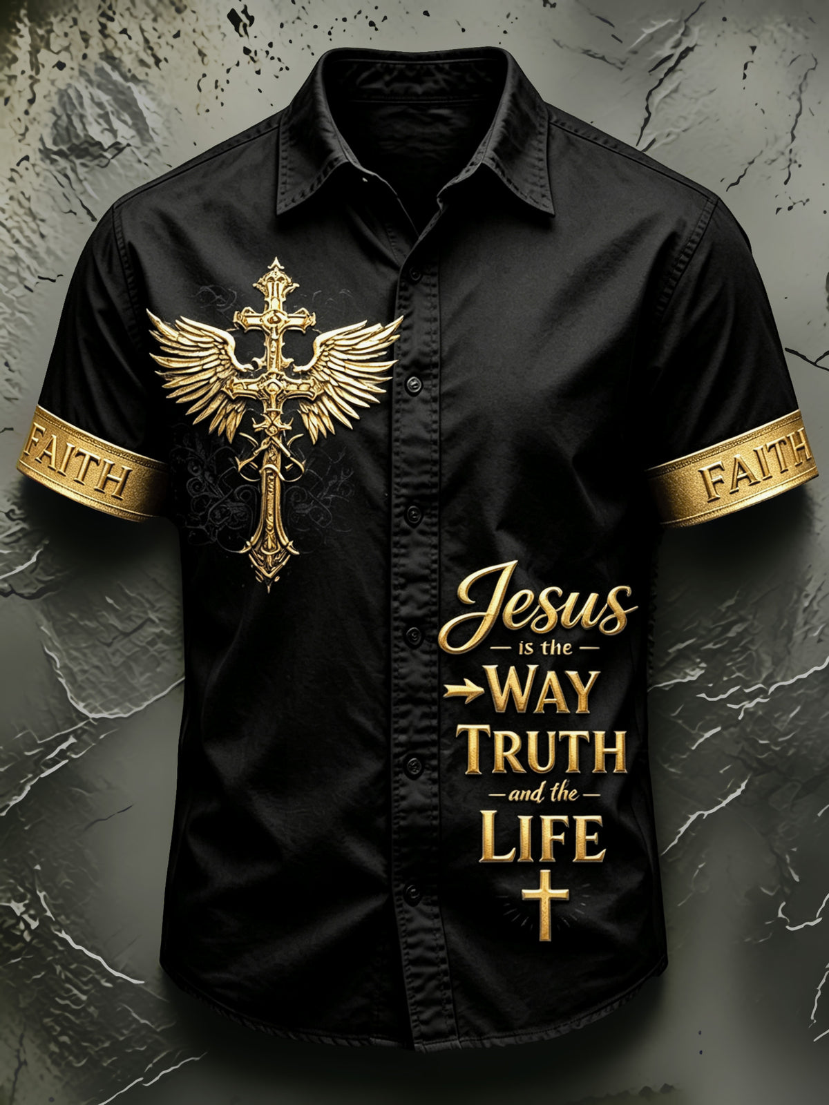Men's Faith Cross Printed Casual Shirt